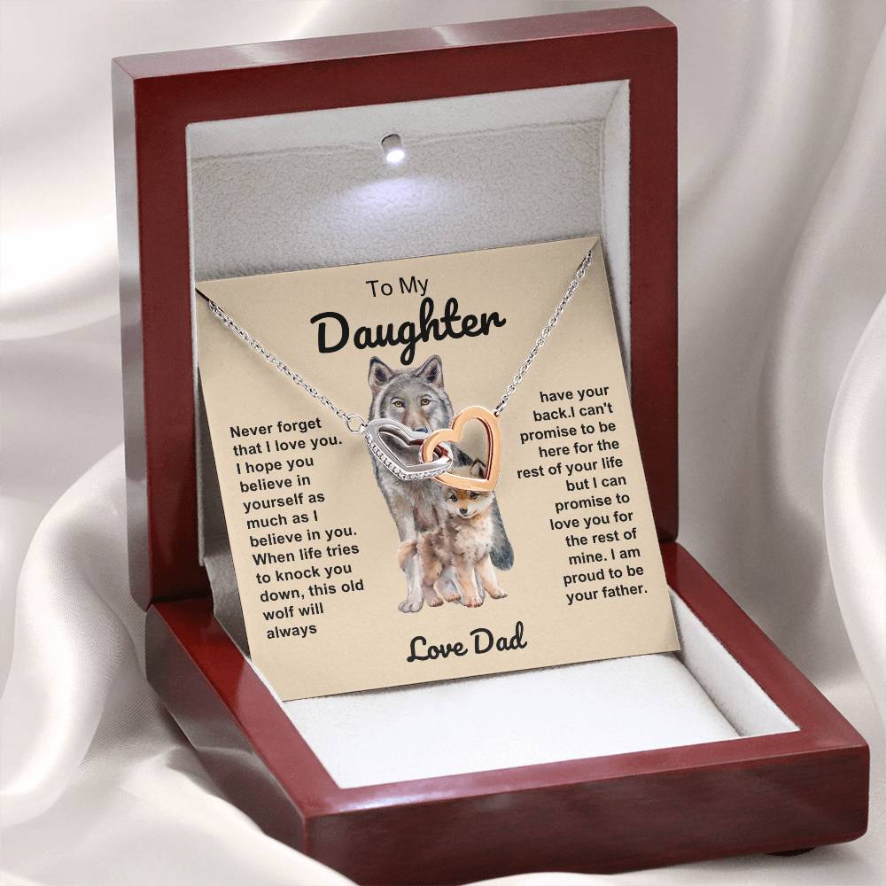 To My Daughter Double Hearts Necklace