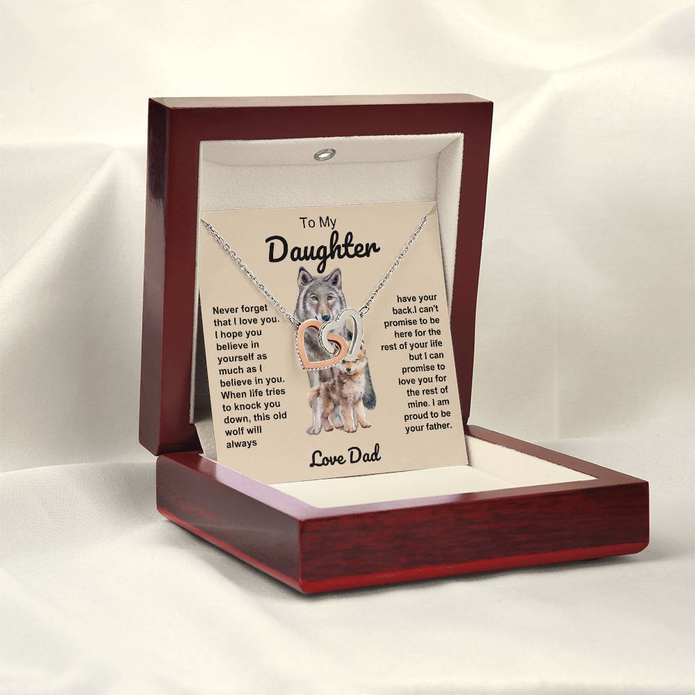 To My Daughter Double Hearts Necklace