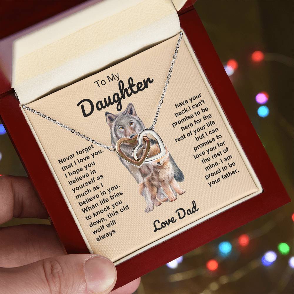 To My Daughter Double Hearts Necklace