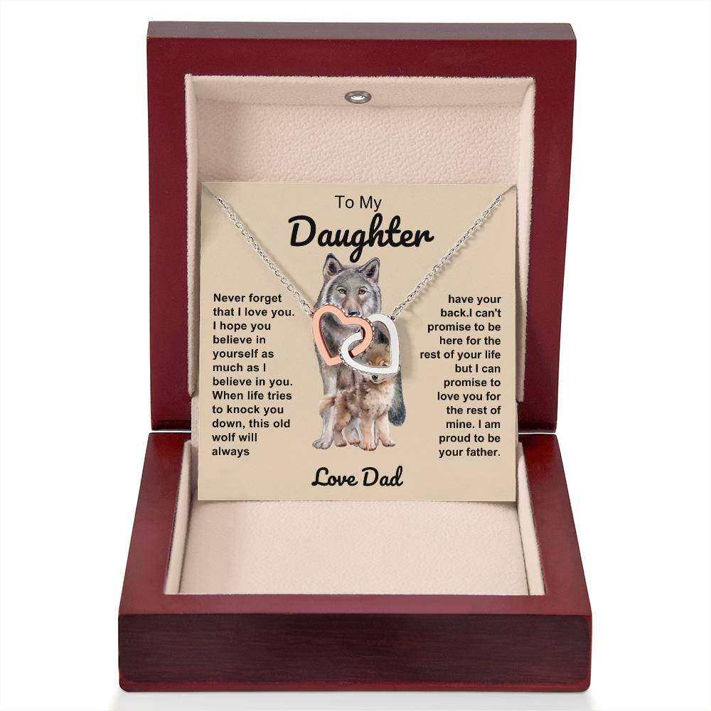 To My Daughter Double Hearts Necklace