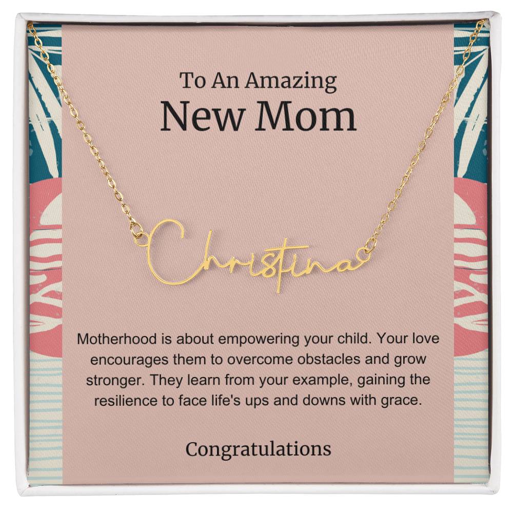 To An Amazing New Mom Personalized Script Name Necklace