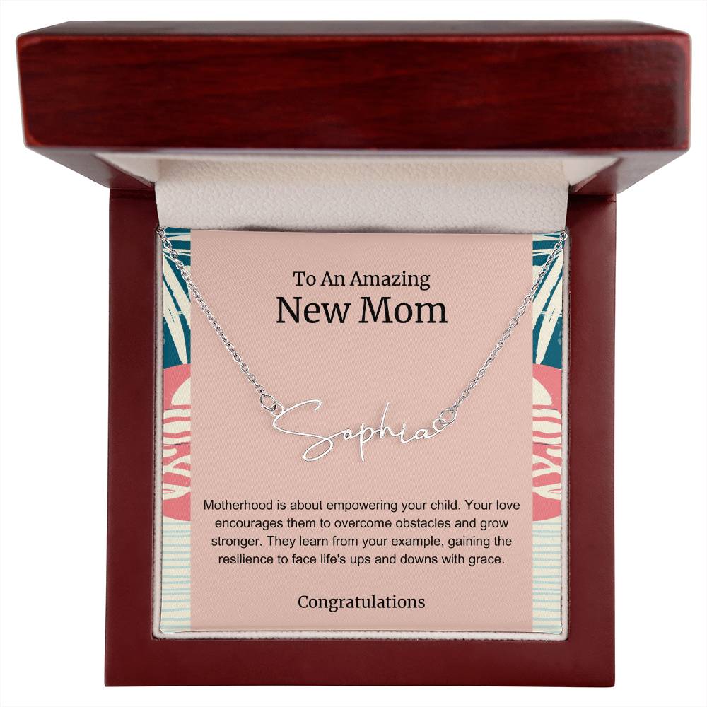 To An Amazing New Mom Personalized Script Name Necklace