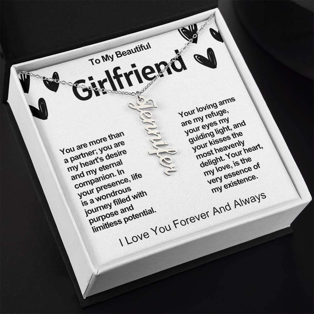 Girlfriend Vertical Personalized Valentine Name Necklace