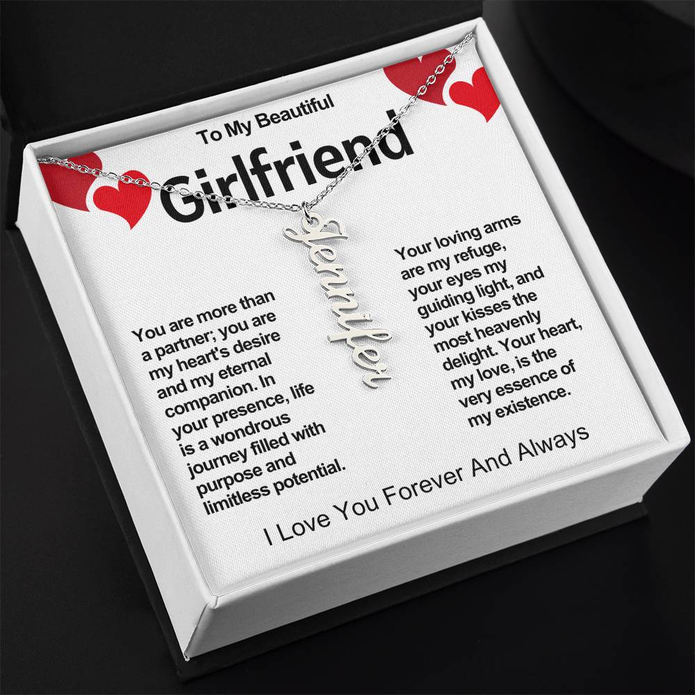 Girlfriend Vertical Personalized Valentine Name Necklace