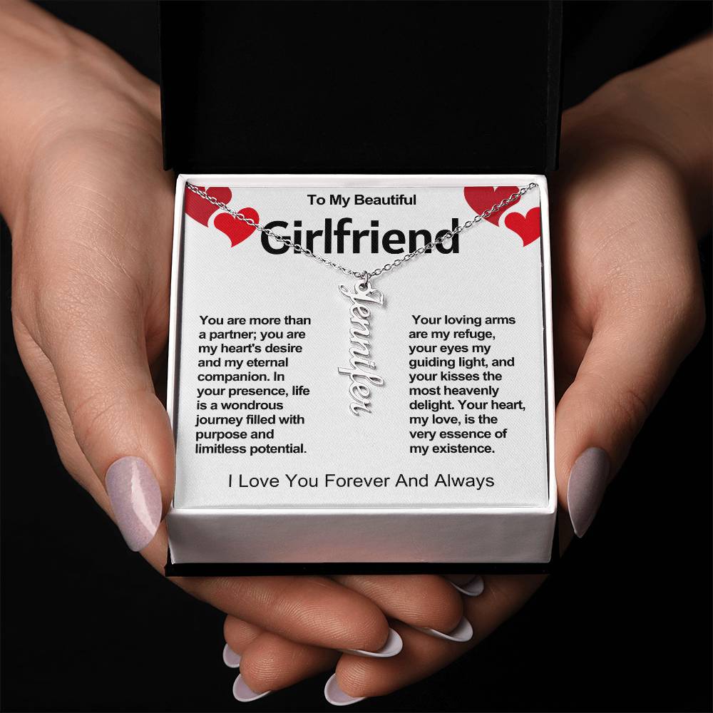 Girlfriend Vertical Personalized Valentine Name Necklace