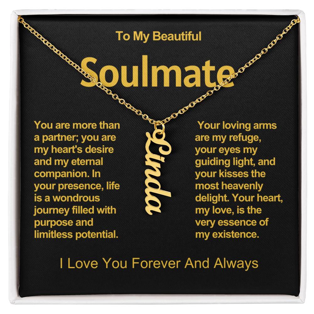 To My Beautiful Soulmate Vertical Name Necklace