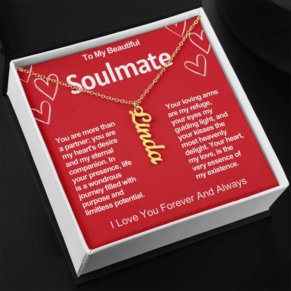 Soulmate Vertical Personalized Valentine Name Necklace