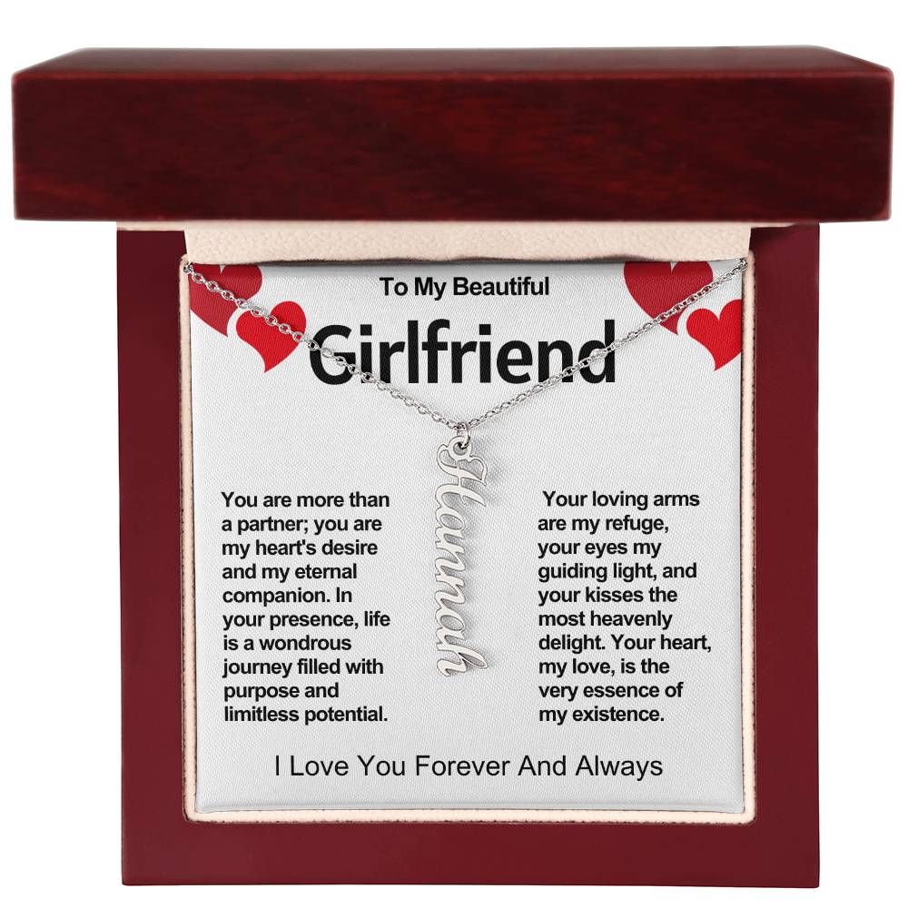 Girlfriend Vertical Personalized Valentine Name Necklace
