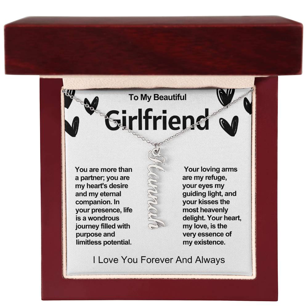 Girlfriend Vertical Personalized Valentine Name Necklace
