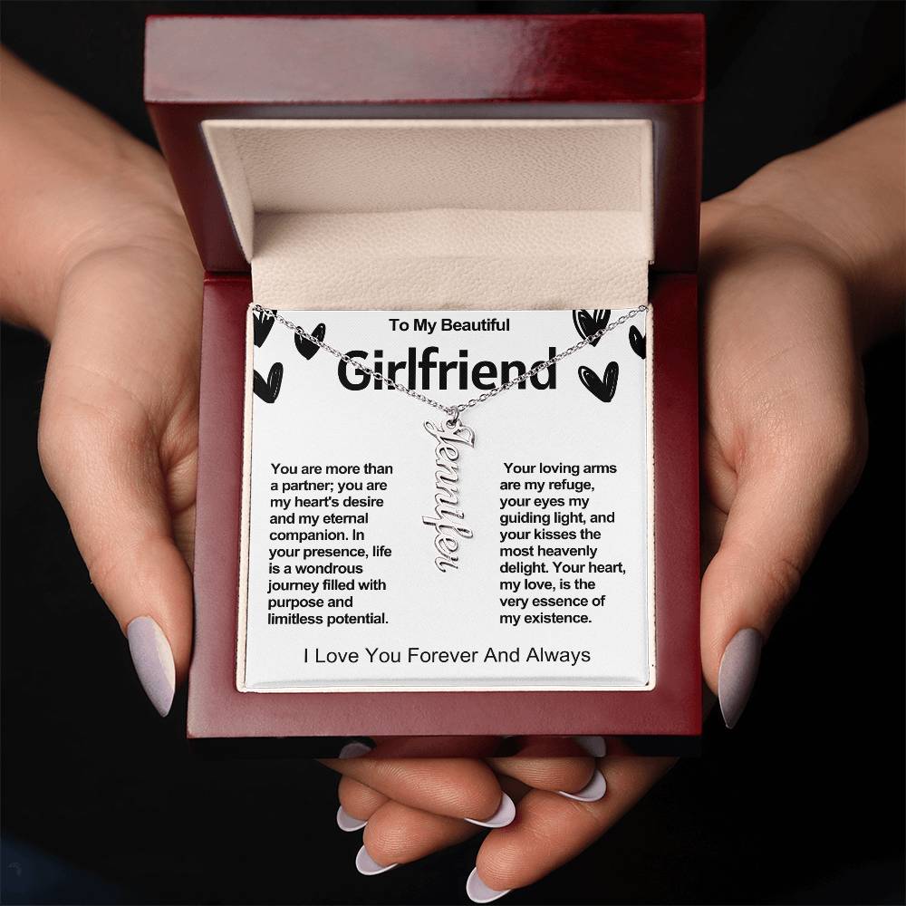 Girlfriend Vertical Personalized Valentine Name Necklace
