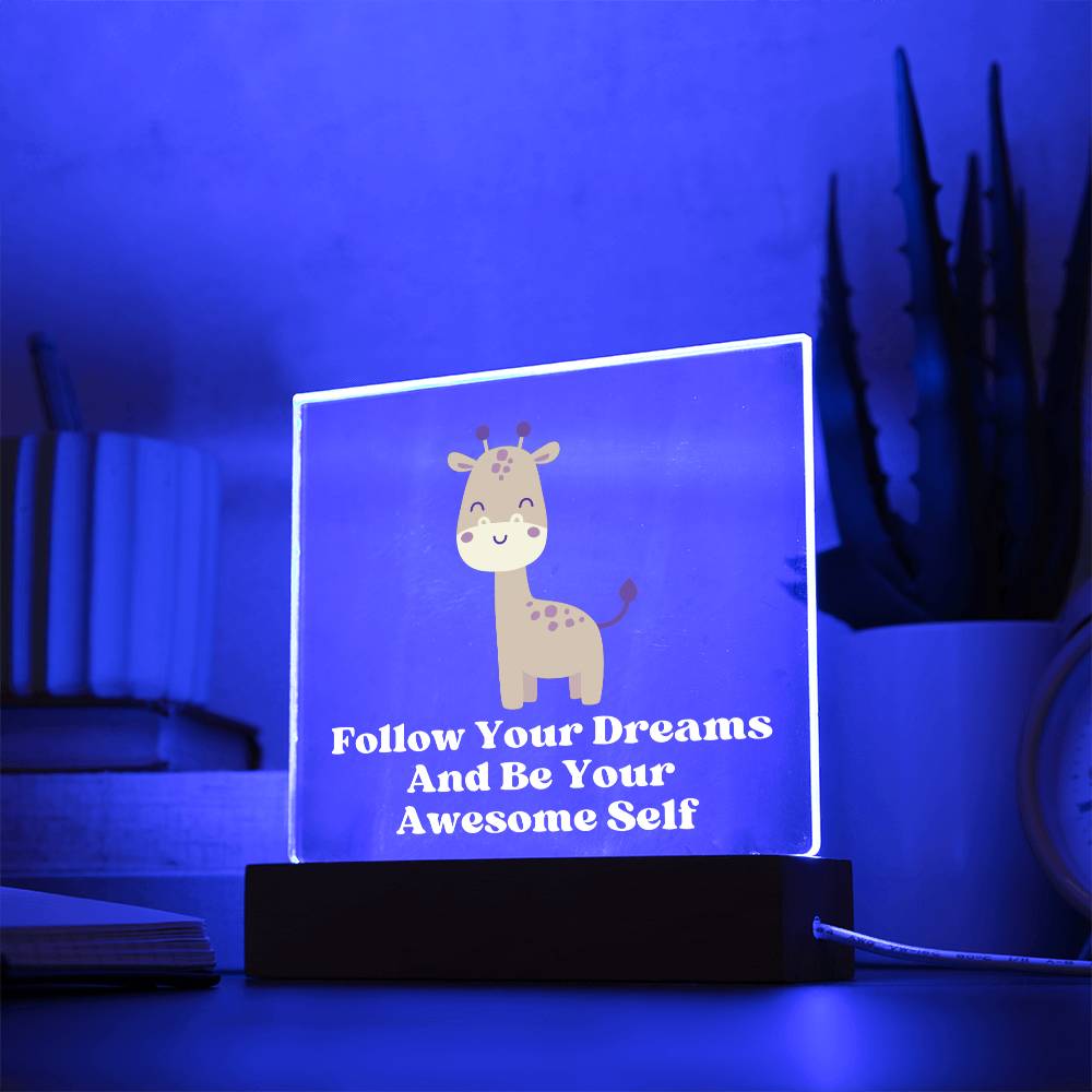 Square Night Light Plaque - Be Your Awesome Self Giraffe