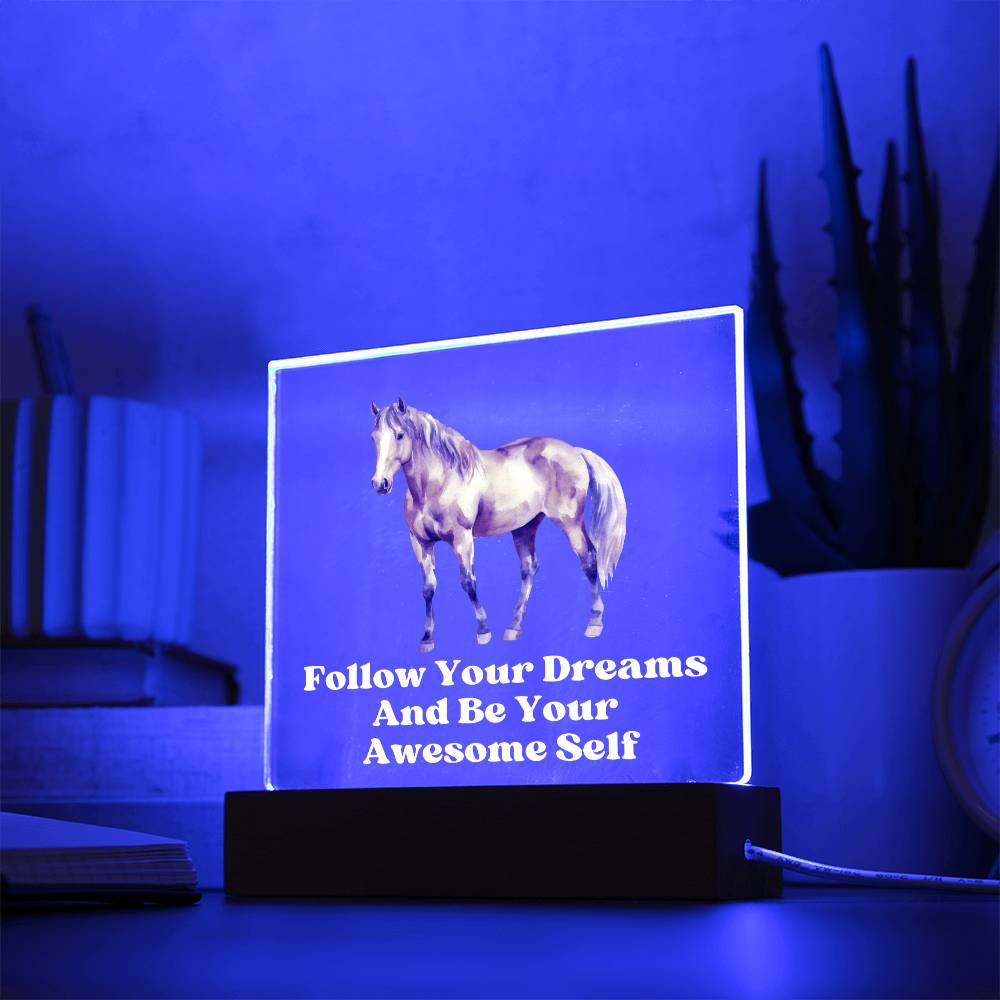 Square Night Light Plaque - Be Your Awesome Self Horse