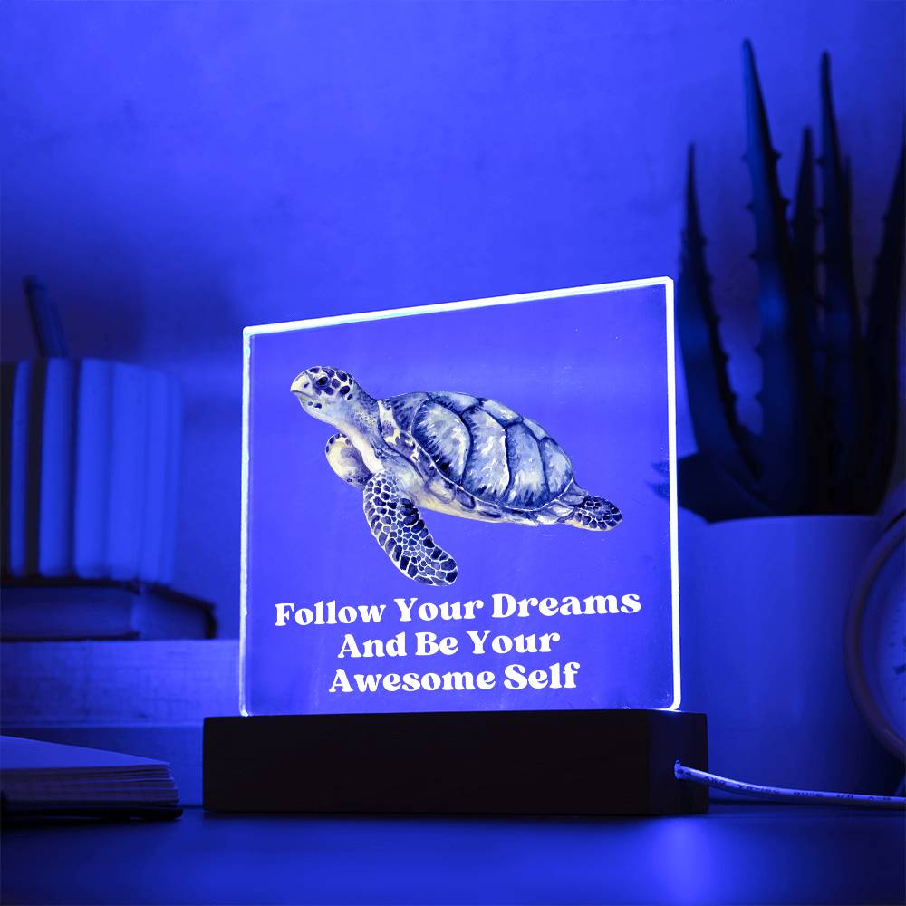 Square Night Light Plaque - Be Your Awesome Self Sea Turtle