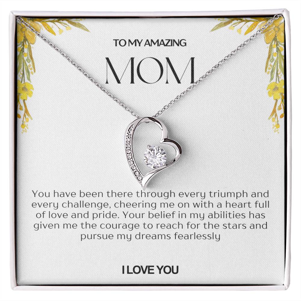 To My Amazing Mom Heart Necklace