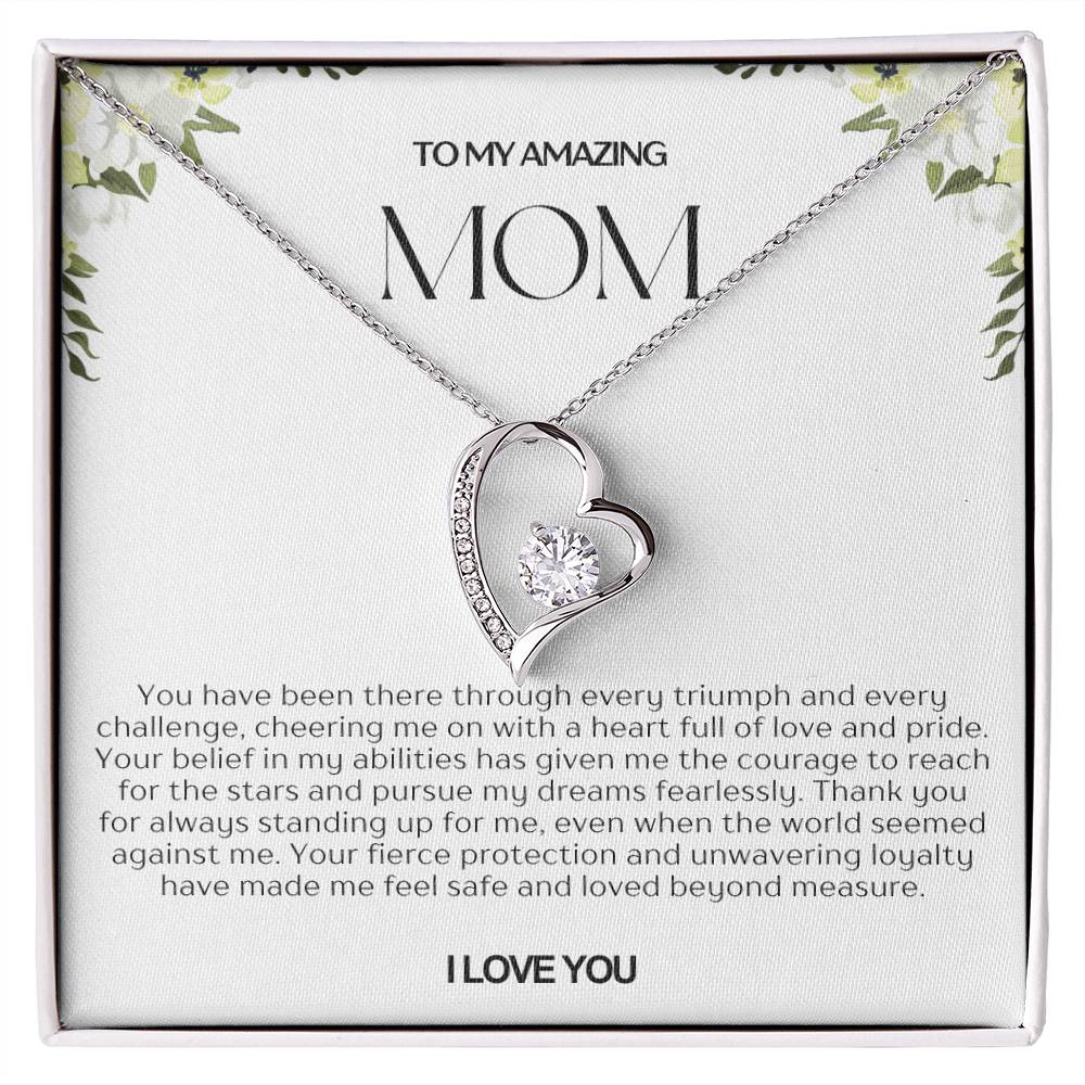 To My Amazing Mom Heart Necklace
