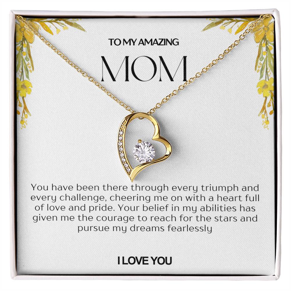 To My Amazing Mom Heart Necklace
