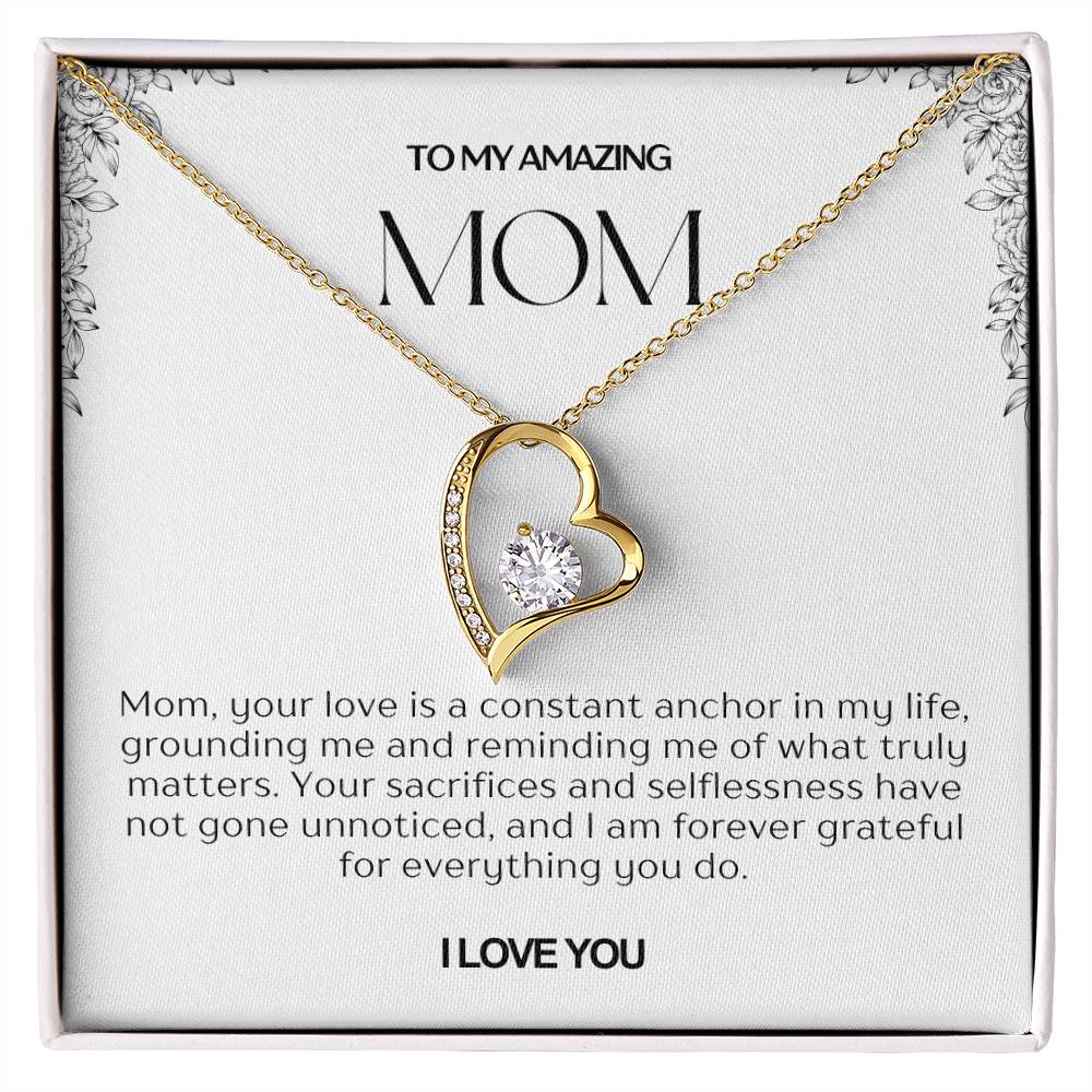 To My Amazing Mom Heart Necklace