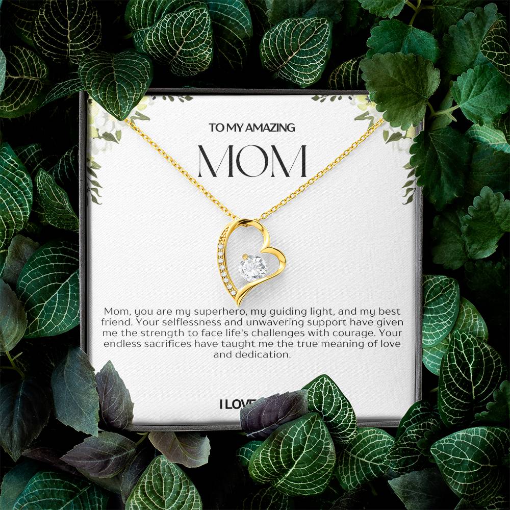 To My Amazing Mom Heart Necklace