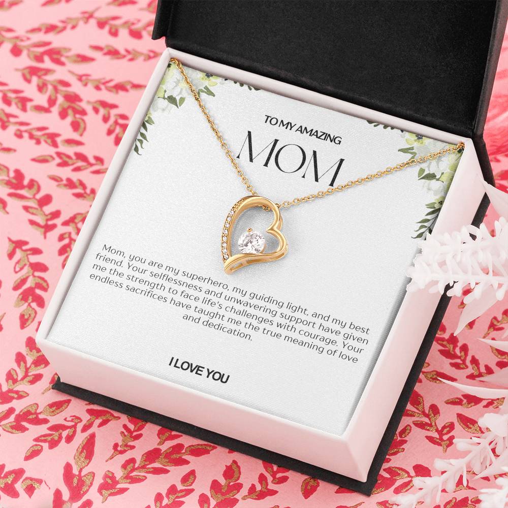 To My Amazing Mom Heart Necklace