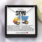 Son Yellow Red And Blue Dump Truck Stainless Steel Cross Necklace