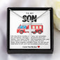 Son Fire Truck Stainless Steel Cross Necklace