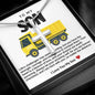 Son Yellow Dump Truck Stainless Steel Cross Necklace