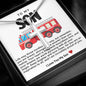 Son Fire Truck Stainless Steel Cross Necklace