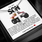 Son Red And Black Monster Truck Stainless Steel Cross Necklace