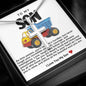 Son Yellow Red And Blue Dump Truck Stainless Steel Cross Necklace