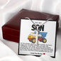Son Yellow Red And Blue Dump Truck Stainless Steel Cross Necklace
