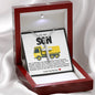 Son Yellow Dump Truck Stainless Steel Cross Necklace