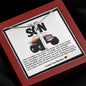 Son Red And Black Monster Truck Stainless Steel Cross Necklace