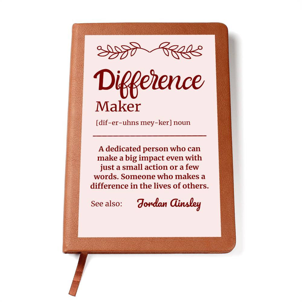 Personalized Difference Maker Journal, Difference Maker Gift, Difference Maker Definition Gift, Mentor Appreciation Gift, Custom Leader Gift