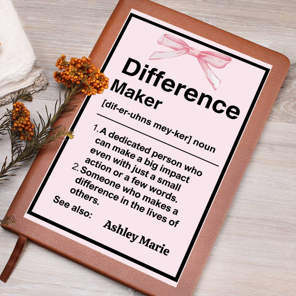 Personalized Difference Maker Journal, Difference Maker Gift, Difference Maker Definition Gift, Mentor Appreciation Gift, Custom Leader Gift