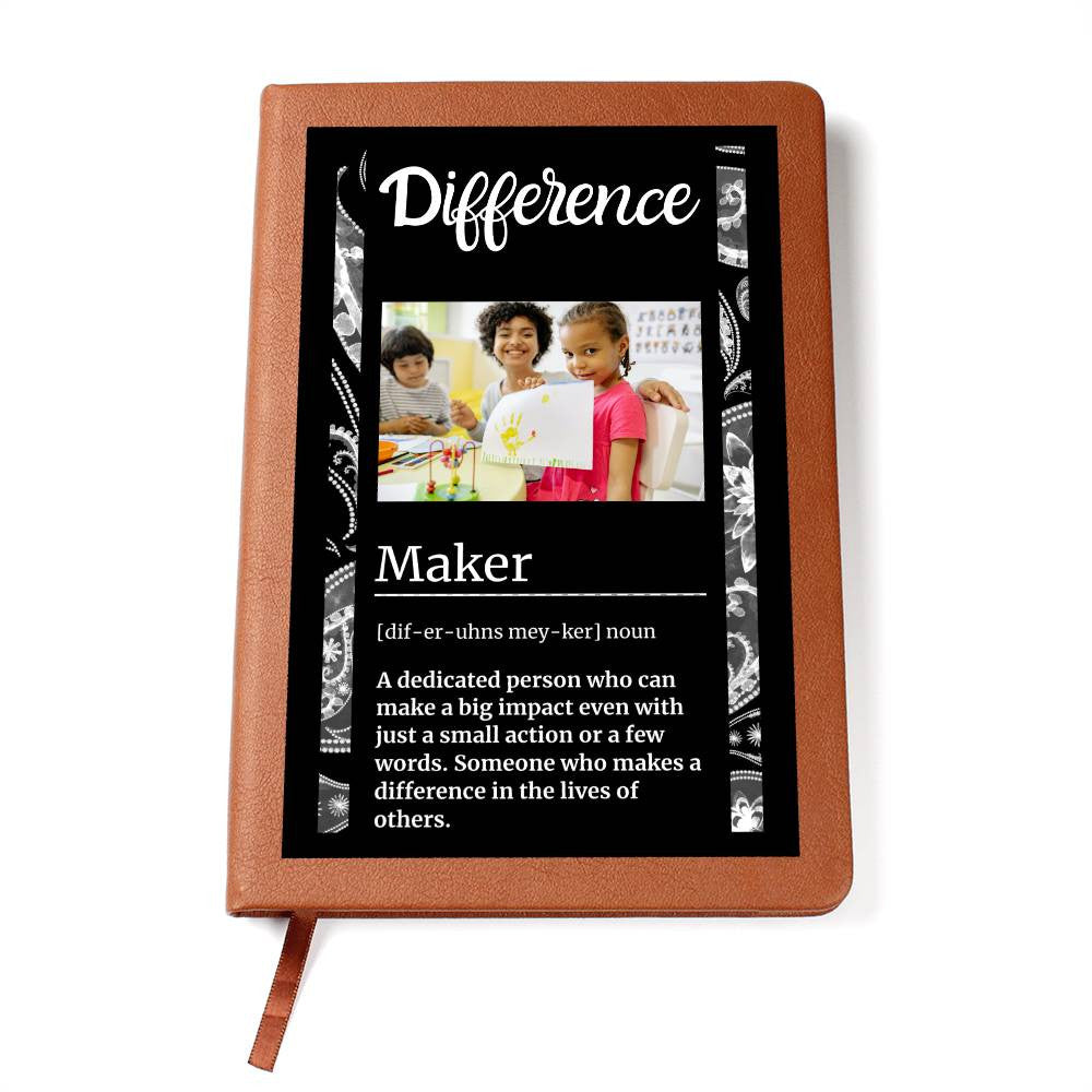 Difference Maker, Personalized Photo Keepsake Journal,Mother Daughter Gifts,Custom Leather Journal,Teacher Mentor Gift,Nurse Gift