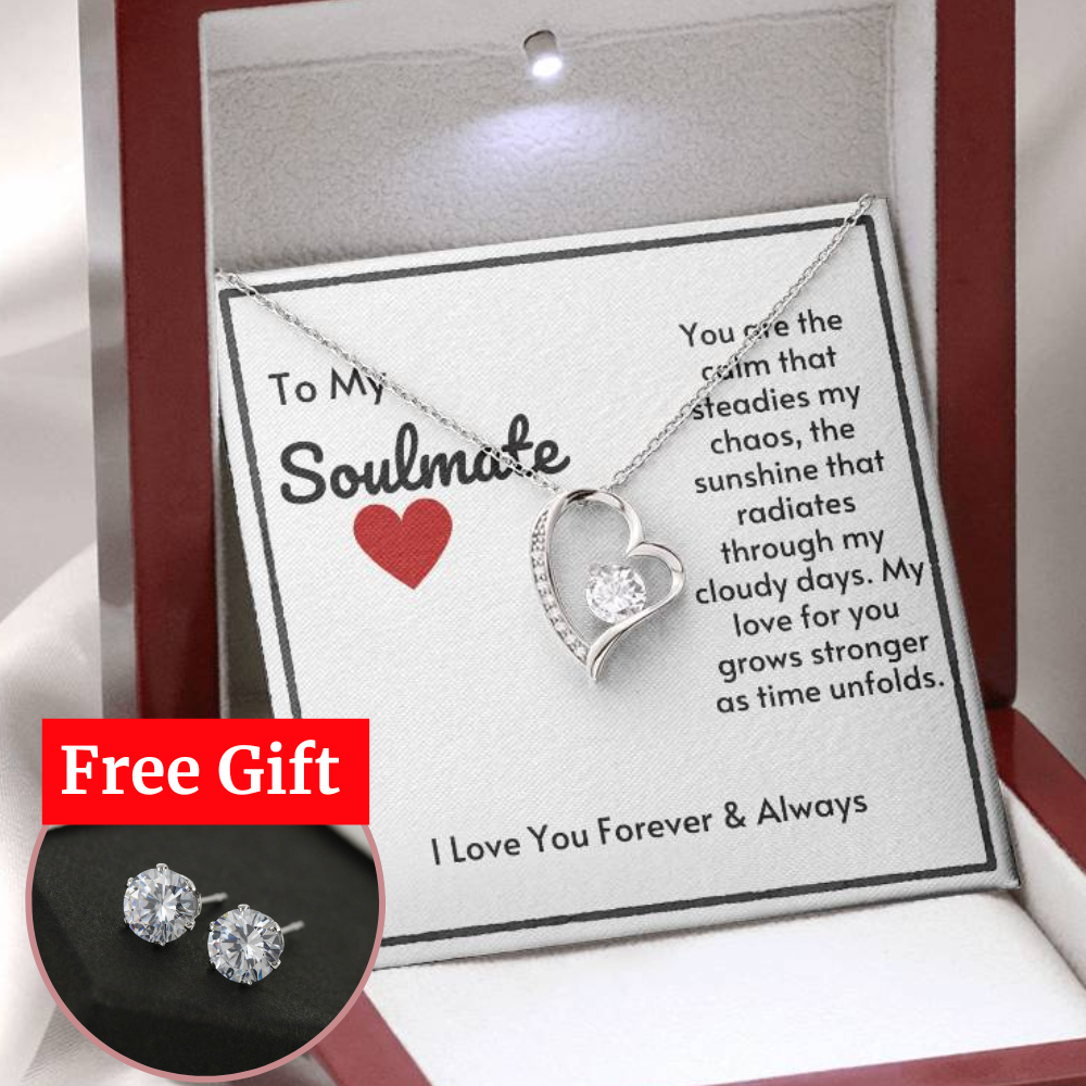 [ALMOST SOLD OUT] Soulmate Heart Necklace & Free Earrings-You Are The Calm To My Chaos