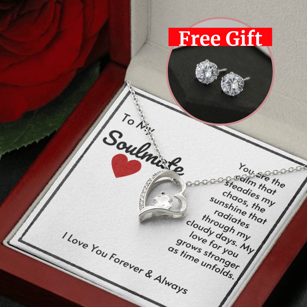 [ALMOST SOLD OUT] Soulmate Heart Necklace & Free Earrings-You Are The Calm To My Chaos