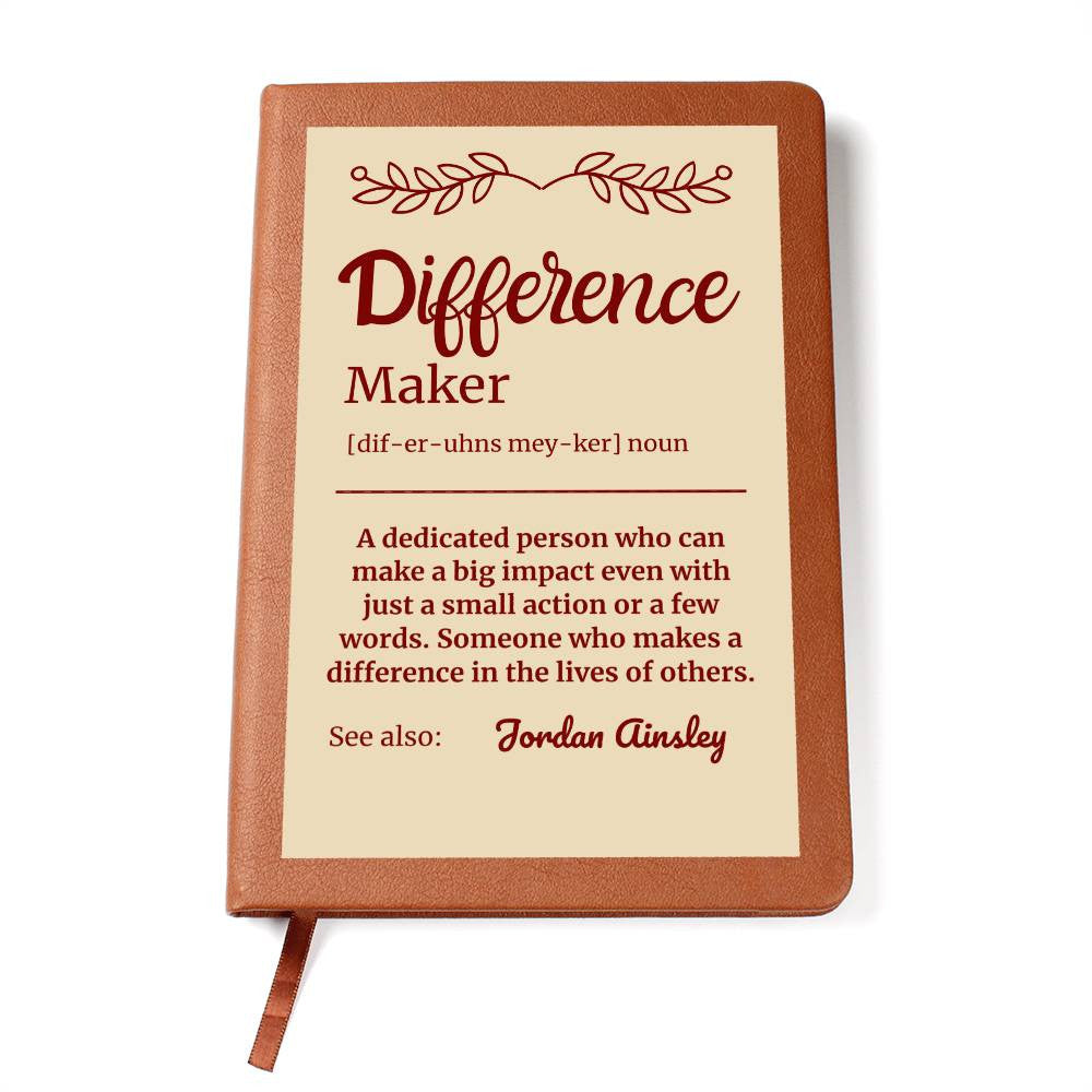 Personalized Difference Maker Journal, Difference Maker Gift, Difference Maker Definition Gift, Mentor Appreciation Gift, Custom Leader Gift