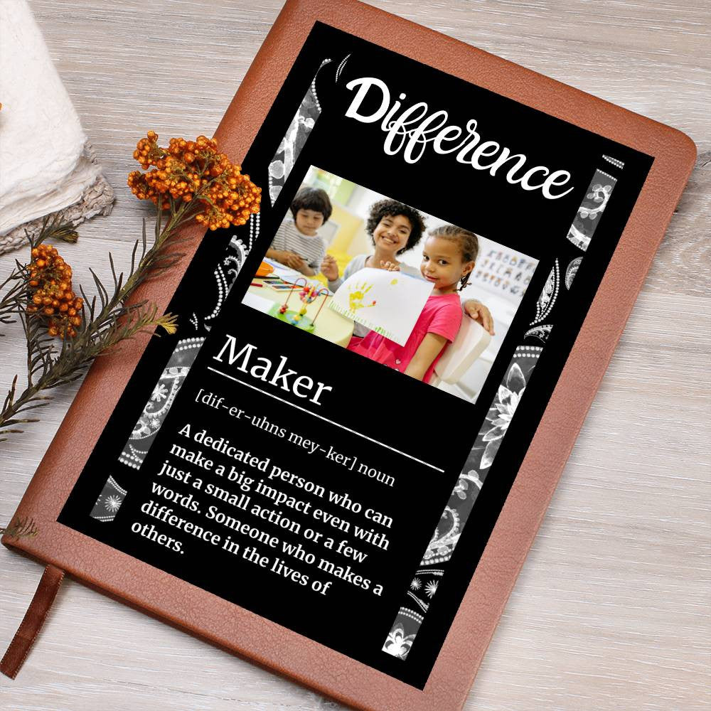 Difference Maker, Personalized Photo Keepsake Journal,Mother Daughter Gifts,Custom Leather Journal,Teacher Mentor Gift,Nurse Gift