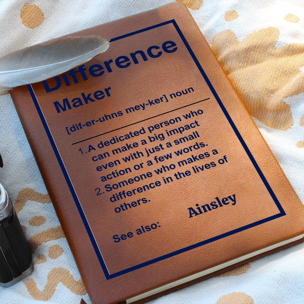 Personalized Difference Maker Journal, Difference Maker Gift, Difference Maker Definition Gift, Mentor Appreciation Gift, Custom Leader Gift