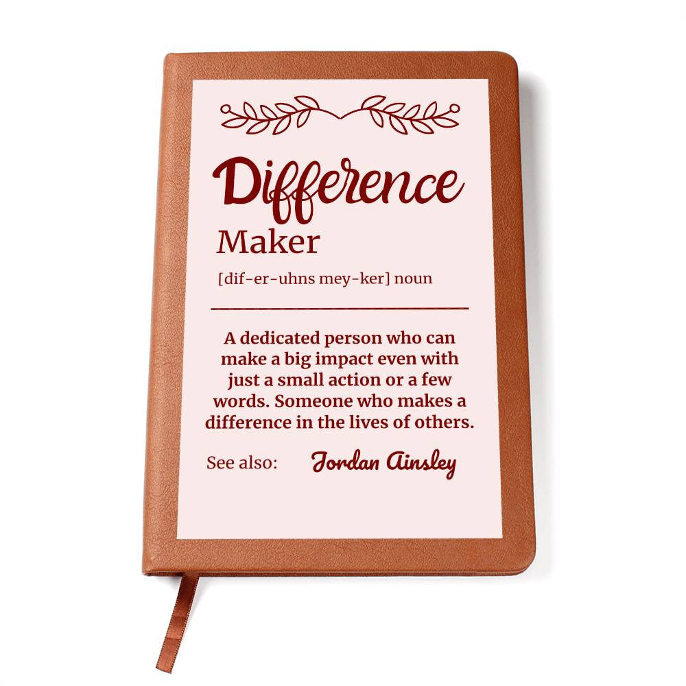 Personalized Difference Maker Journal, Difference Maker Gift, Difference Maker Definition Gift, Mentor Appreciation Gift, Custom Leader Gift