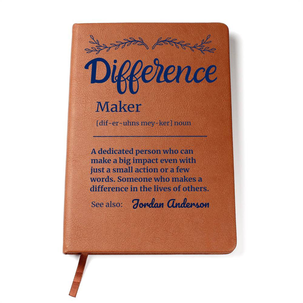 Personalized Difference Maker Journal, Difference Maker Gift, Difference Maker Definition Gift, Mentor Appreciation Gift, Custom Leader Gift