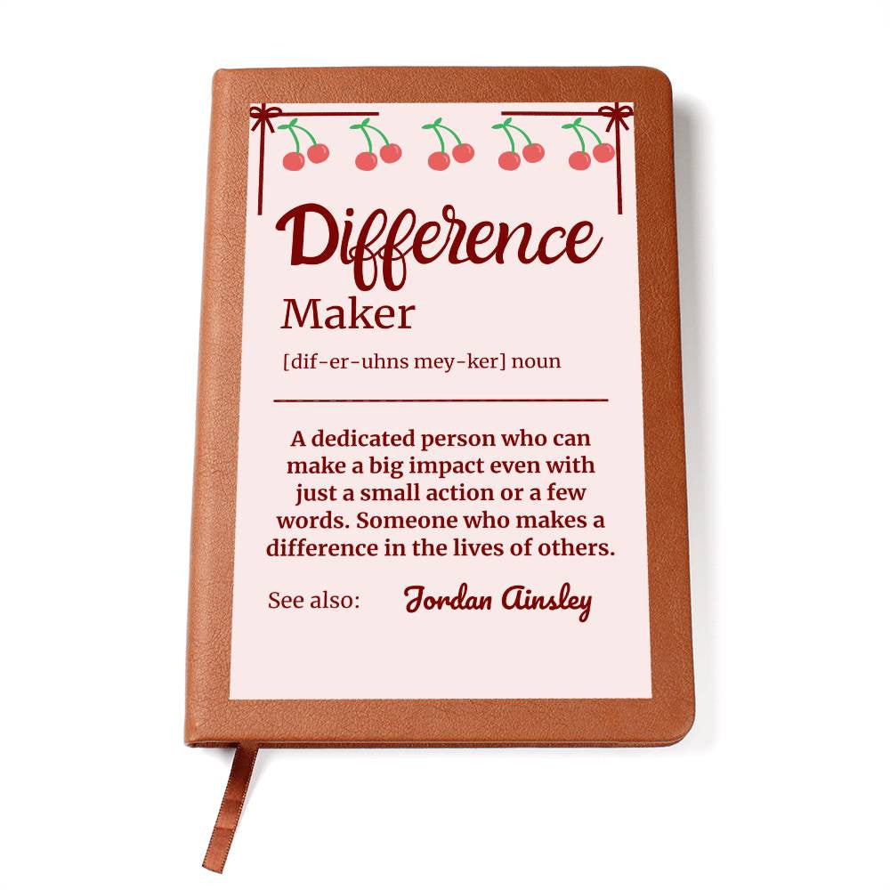 Personalized Difference Maker Journal, Difference Maker Gift, Difference Maker Definition Gift, Mentor Appreciation Gift, Custom Leader Gift