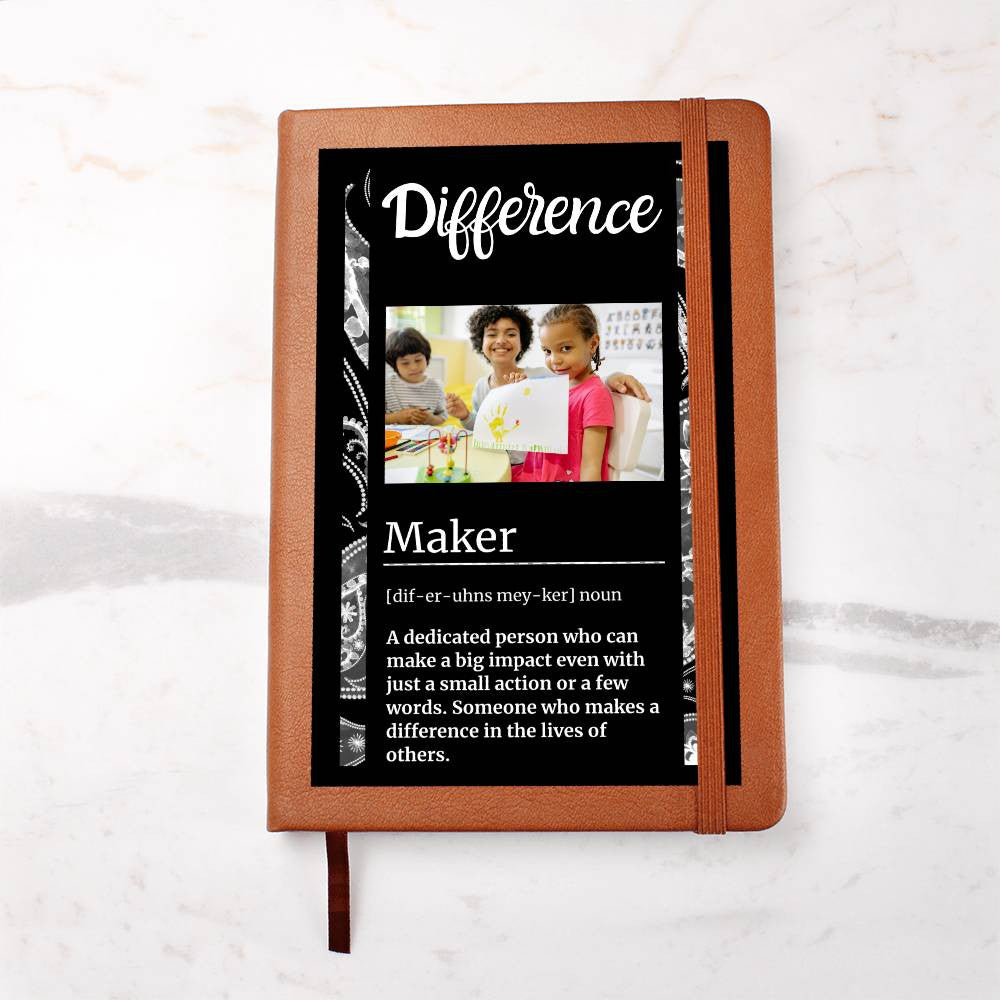 Difference Maker, Personalized Photo Keepsake Journal,Mother Daughter Gifts,Custom Leather Journal,Teacher Mentor Gift,Nurse Gift