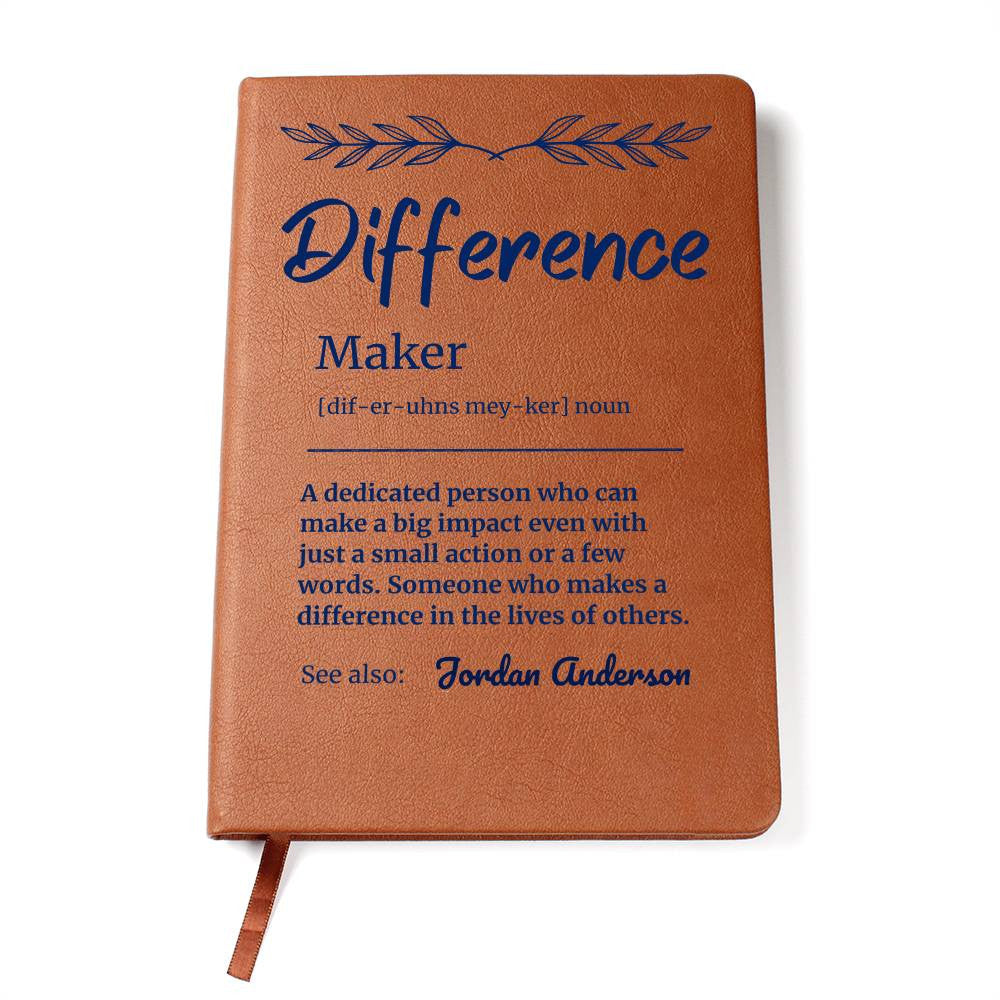 Personalized Difference Maker Journal, Difference Maker Gift, Difference Maker Definition Gift, Mentor Appreciation Gift, Custom Leader Gift