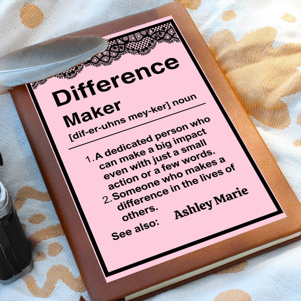 Coquette Personalized Difference Maker Journal, Difference Maker Gift, Difference Maker Definition Gift, Mentor Appreciation Gift