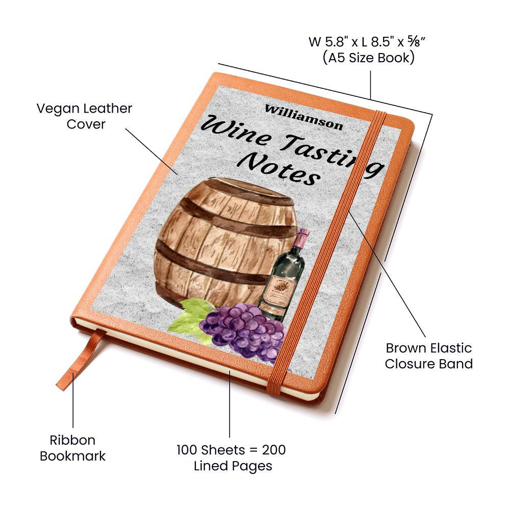 Wine Lovers Gift, Wine Cellar Log, Personalized Wine Tasting Journal, Mothersdaygift, Wine Tour Excursion Gift