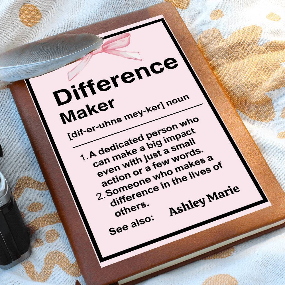 Personalized Difference Maker Journal, Difference Maker Gift, Difference Maker Definition Gift, Mentor Appreciation Gift, Custom Leader Gift