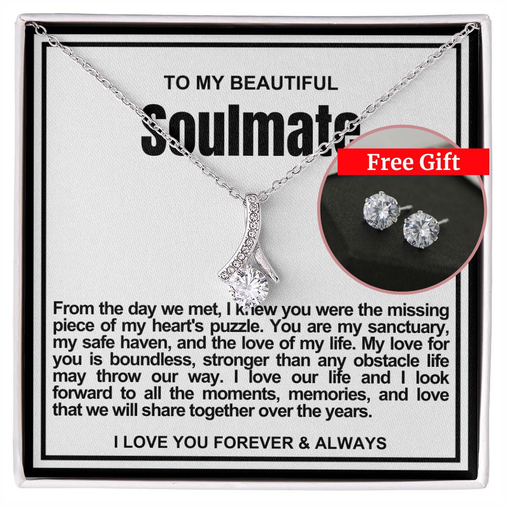 [Almost Sold Out] Soulmate Alluring Beauty Necklace And Free Earrings Gift- Missing piece of my heart's puzzle