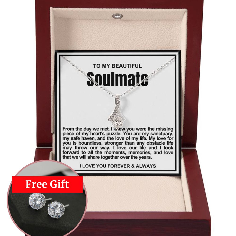 [Almost Sold Out] Soulmate Alluring Beauty Necklace And Free Earrings Gift- Missing piece of my heart's puzzle